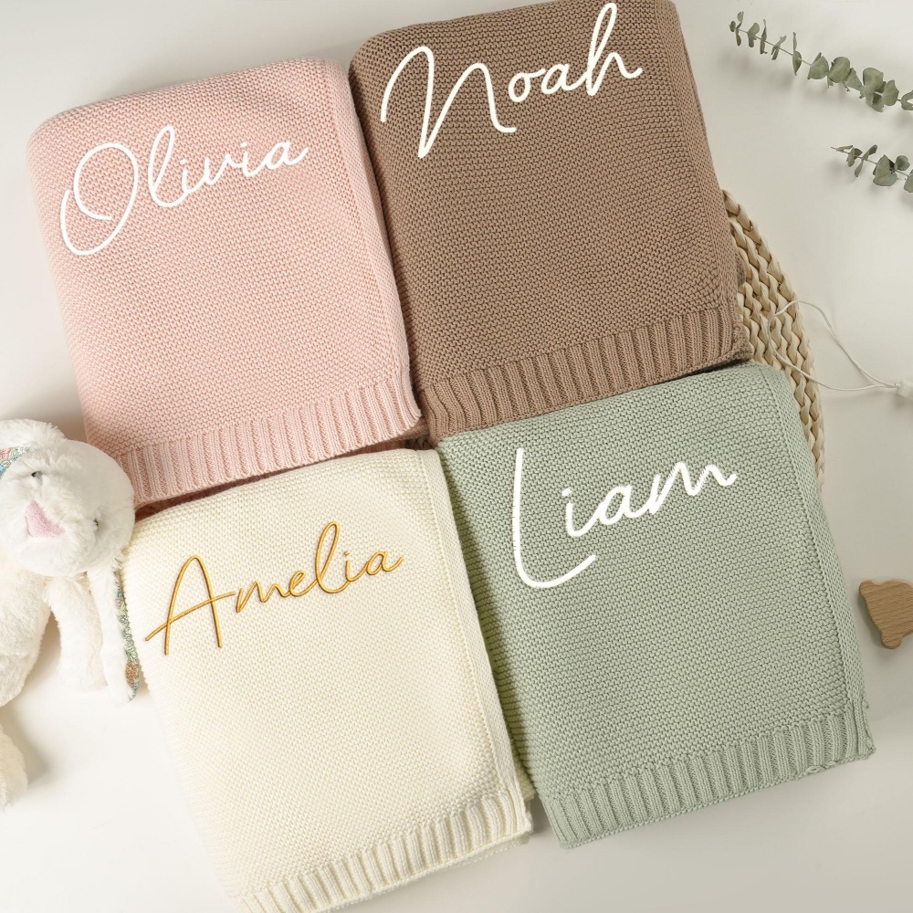 Baby Nursery Keepsake - Manta de Bebé Tejida con Nombre
