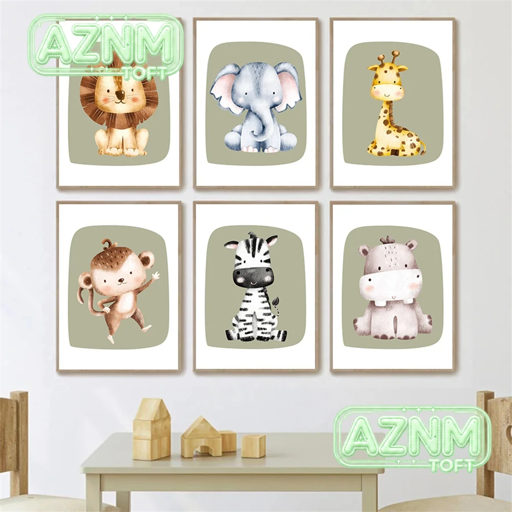 Baby Zebra Nursery - Lindo Mono, Cebra, Jirafa, León, Impresión