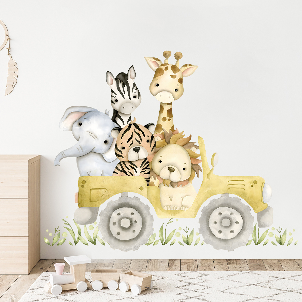 Baby Zebra Nursery - Lindos animales conducir Jeep pegatinas de