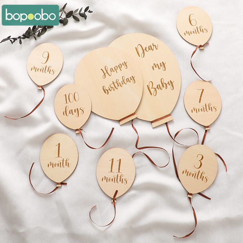 Milestone Card Set - Globo de madera de 9 piezas