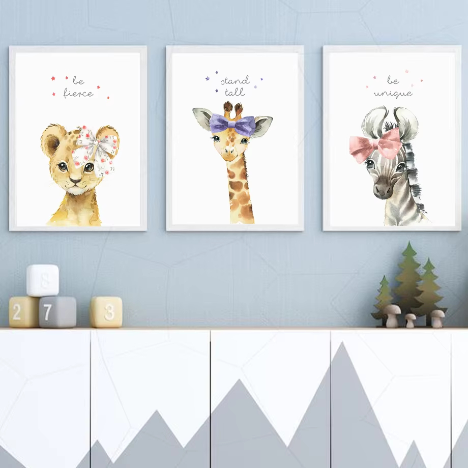 Baby Zebra Nursery - León, cebra, jirafa, elefante, hipopótamo, flor,