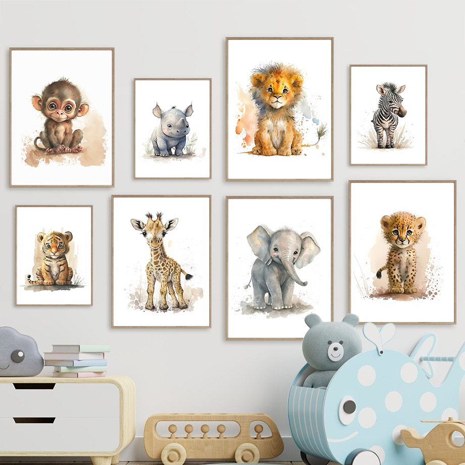 Baby Zebra Nursery - Animales de la Granja: León, Jirafa,
