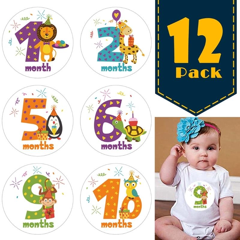 Milestone Card Set - J2HD 12 unids/set pegatinas mensuales animales