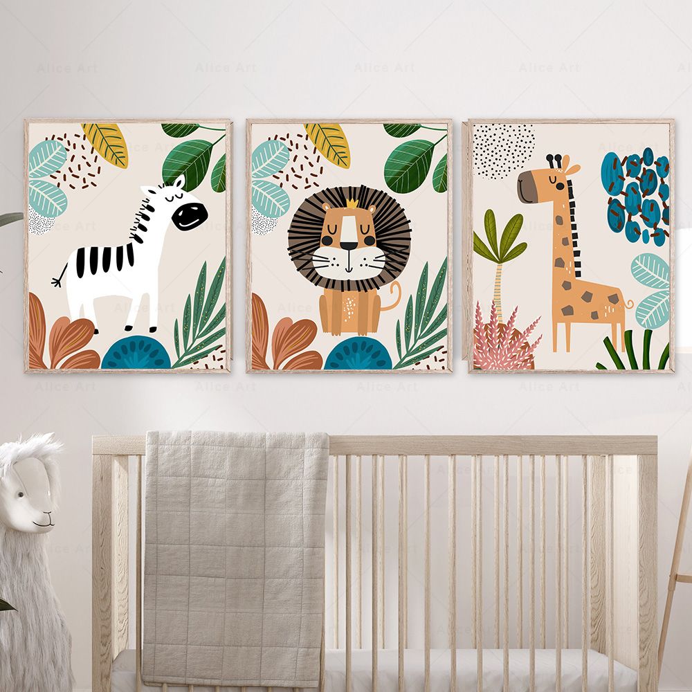 Pósteres Boho de Mono, León, J - Baby Zebra Nursery reseña y precio