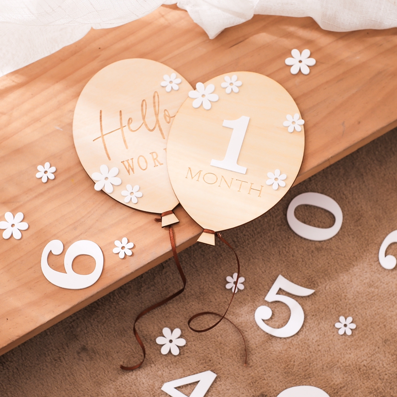 Globos de madera para bebé, ta - Milestone Card Set reseña y precio