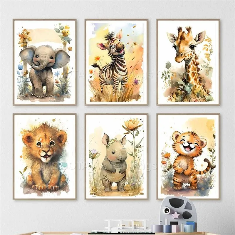 Acuarela León jirafa Tigre ele - Baby Zebra Nursery reseña y precio
