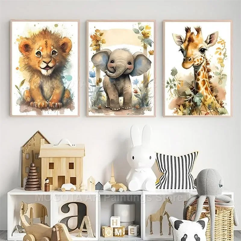 Acuarela León jirafa Tigre ele - Baby Zebra Nursery reseña y precio