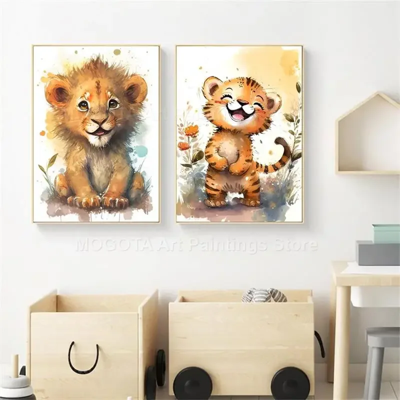 Acuarela León jirafa Tigre ele - Baby Zebra Nursery reseña y precio