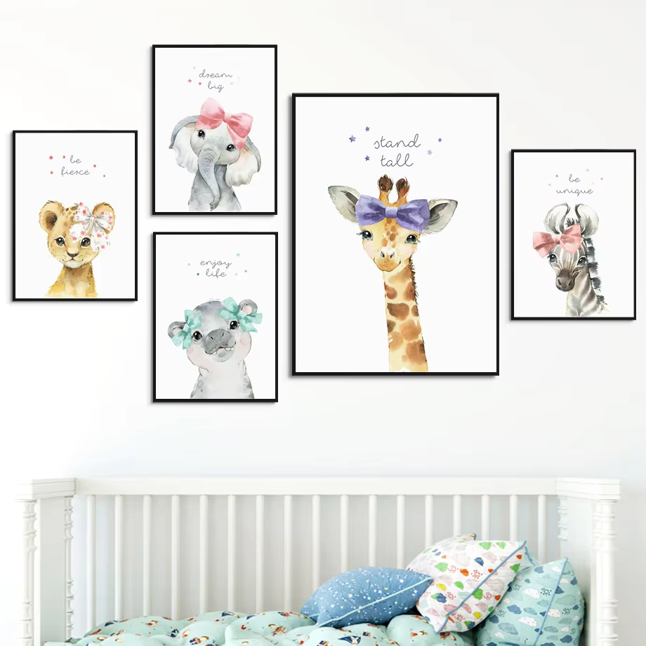 León, cebra, jirafa, elefante, - Baby Zebra Nursery reseña y precio