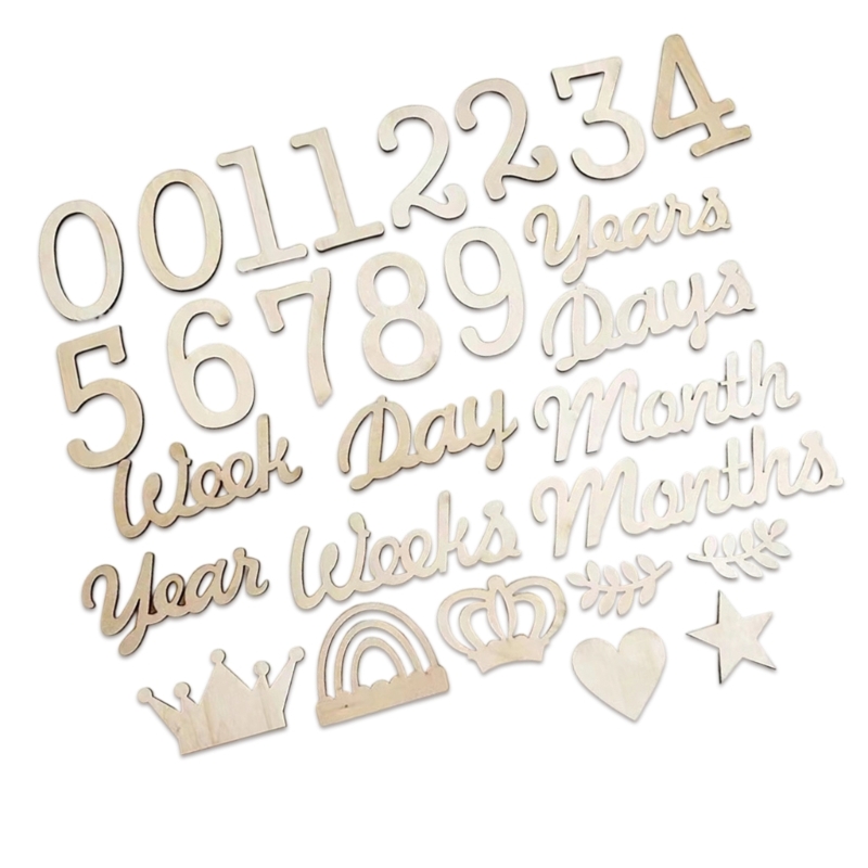 Hitos madera, número y palabra - Baby Nursery Keepsake reseña y precio